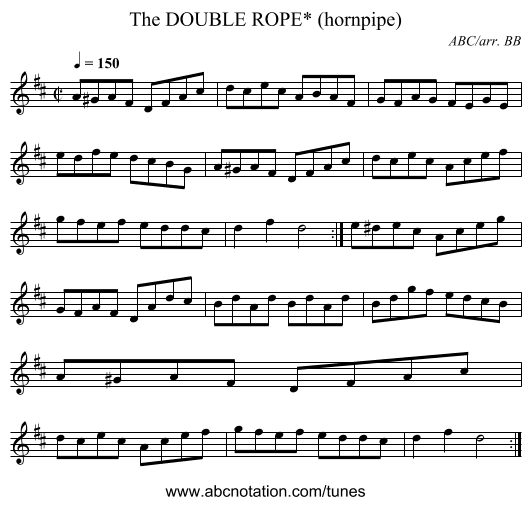 DOUBLE ROPE* (hornpipe), The - staff notation