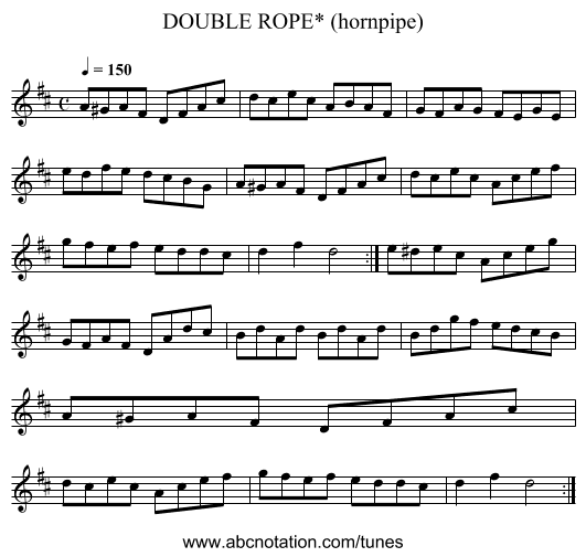 DOUBLE ROPE* (hornpipe) - staff notation