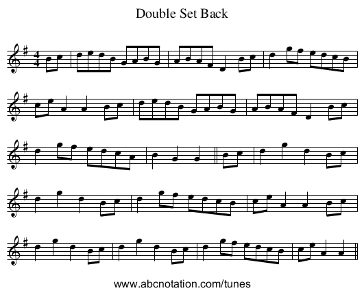 Double Set Back - staff notation