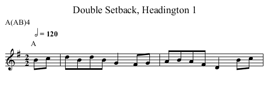 Double Setback, Headington 1 - staff notation