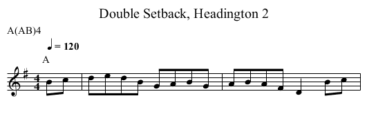 Double Setback, Headington 2 - staff notation