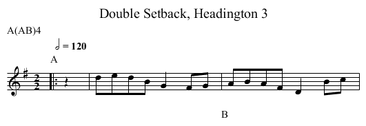 Double Setback, Headington 3 - staff notation
