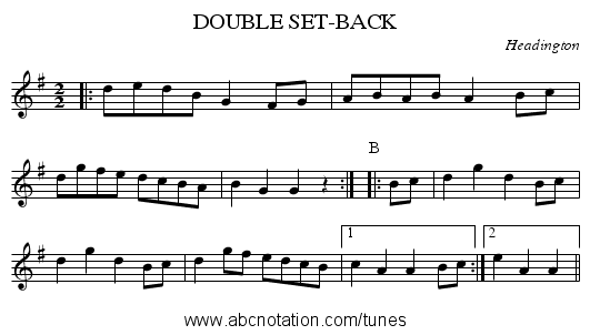 DOUBLE SET-BACK - staff notation