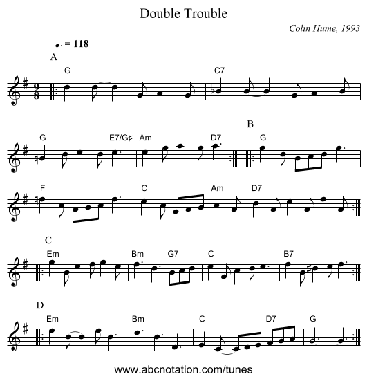 Double Trouble - staff notation