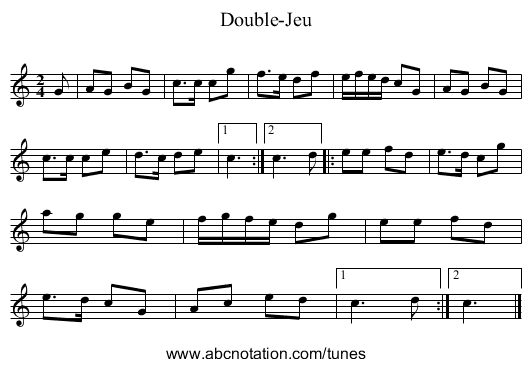 Double-Jeu - staff notation