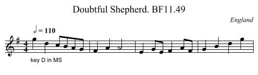 Doubtful Shepherd. BF11.49 - staff notation