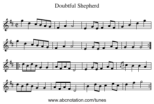 Doubtful Shepherd - staff notation