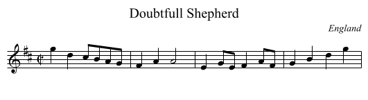 Doubtfull Shepherd - staff notation