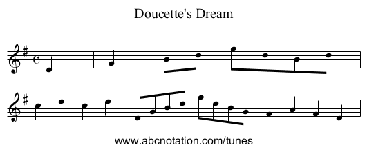 Doucette's Dream - staff notation