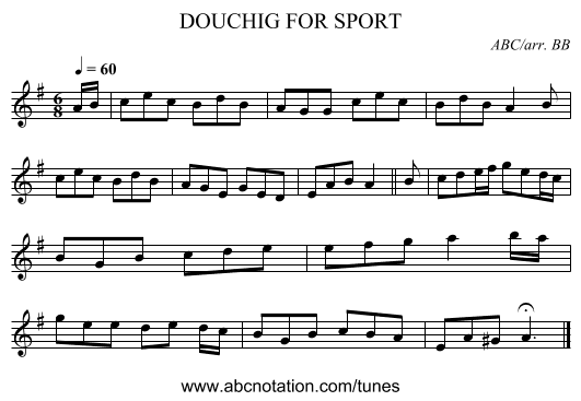 DOUCHIG FOR SPORT - staff notation