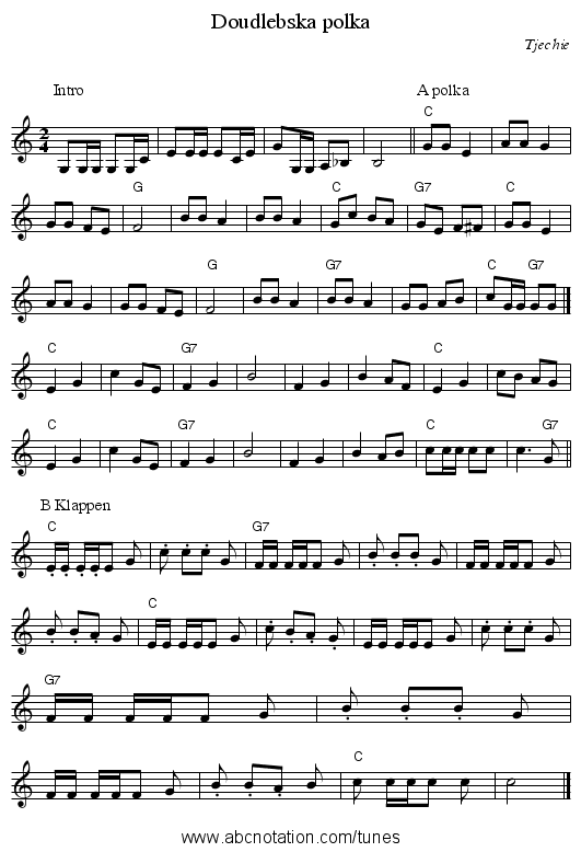 Doudlebska polka - staff notation
