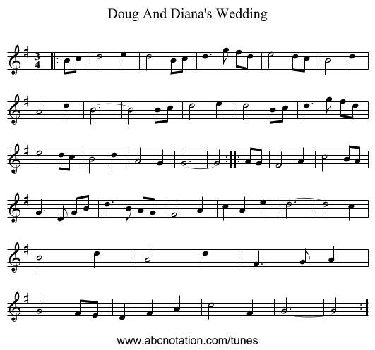 Doug And Diana's Wedding - staff notation