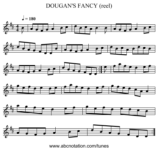 DOUGAN'S FANCY (reel) - staff notation