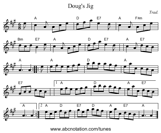Doug's Jig - staff notation