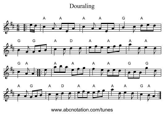 Douraling - staff notation