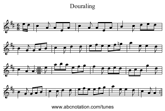 Douraling - staff notation
