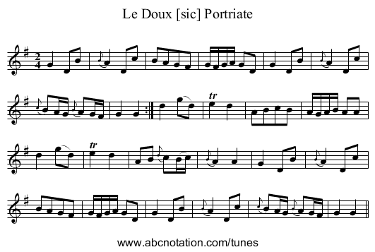 Doux [sic] Portriate, Le - staff notation