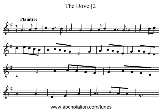 Dove [2], The - staff notation