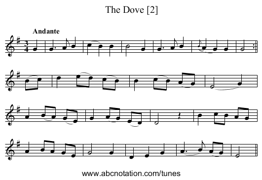 Dove [2], The - staff notation