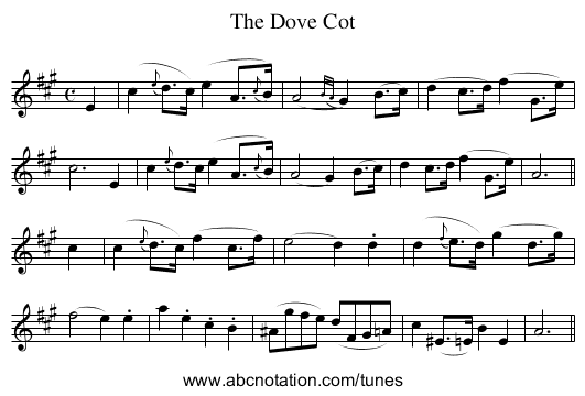 Dove Cot, The - staff notation