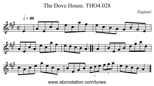 Dove House. THO4.028, The - staff notation