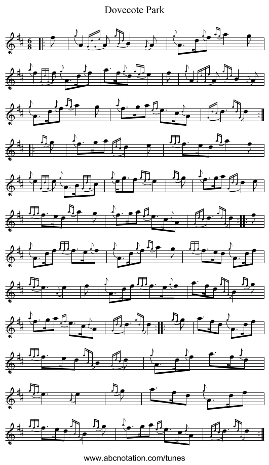 Dovecote Park - staff notation