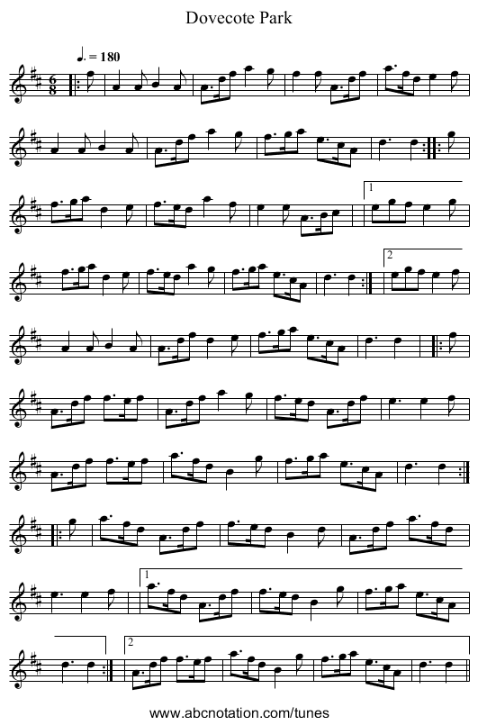 Dovecote Park - staff notation