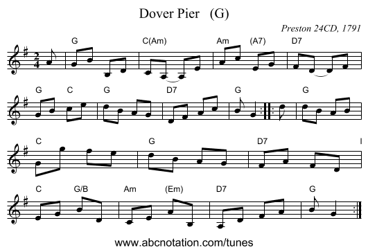 Dover Pier   (G) - staff notation