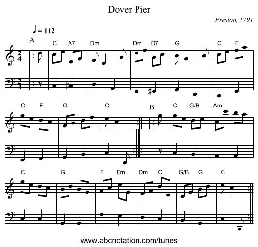 Dover Pier - staff notation