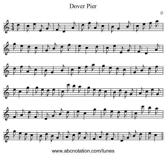 Dover Pier - staff notation