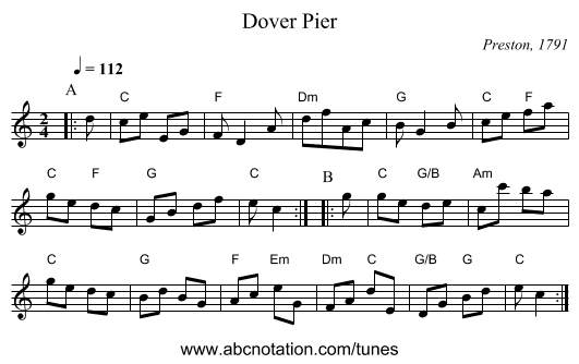 Dover Pier - staff notation