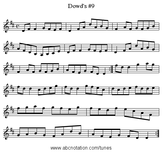 Dowd's #9 - staff notation