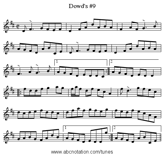 Dowd's #9 - staff notation