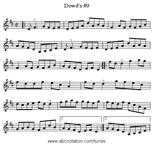 Dowd's #9 - staff notation