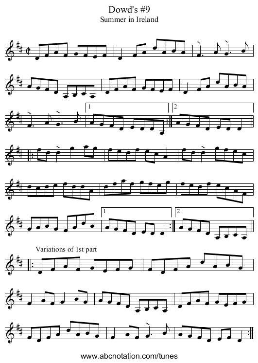 Dowd's #9 - staff notation