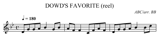 DOWD'S FAVORITE (reel) - staff notation
