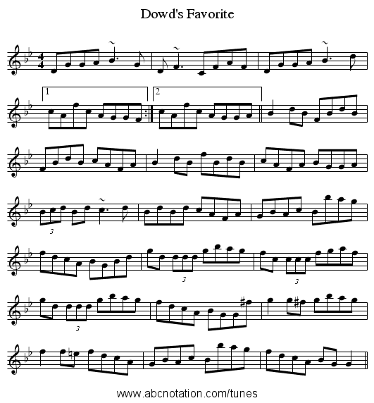 Dowd's Favorite - staff notation