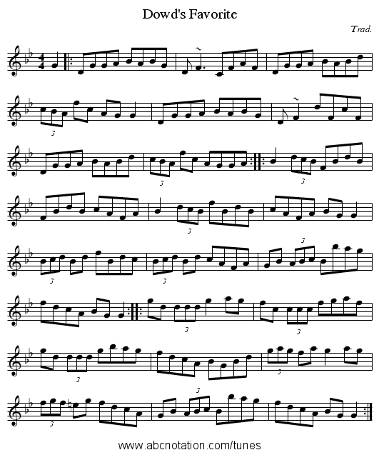 Dowd's Favorite - staff notation