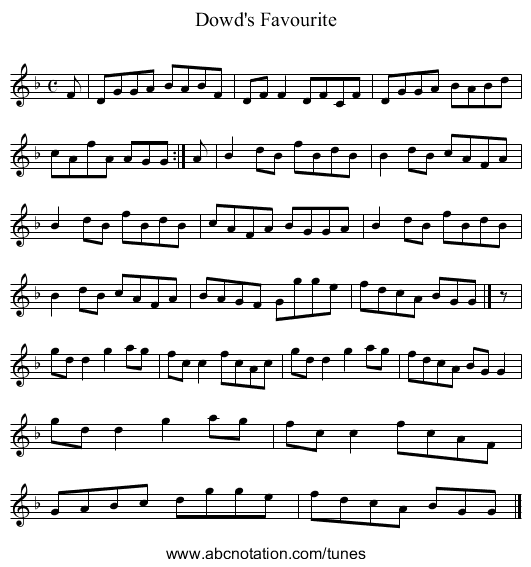 Dowd's Favourite - staff notation