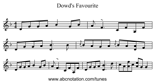 Dowd's Favourite - staff notation