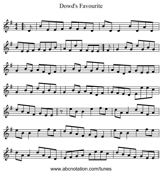 Dowd's Favourite - staff notation