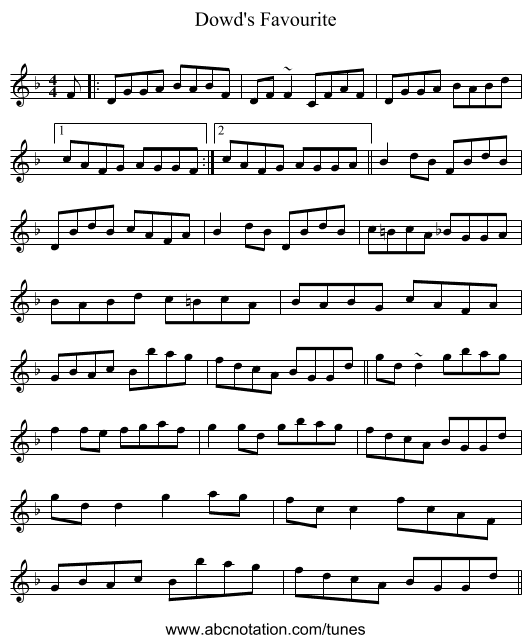 Dowd's Favourite - staff notation
