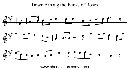Down Among the Banks of Roses - staff notation
