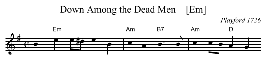 Down Among the Dead Men    [Em] - staff notation