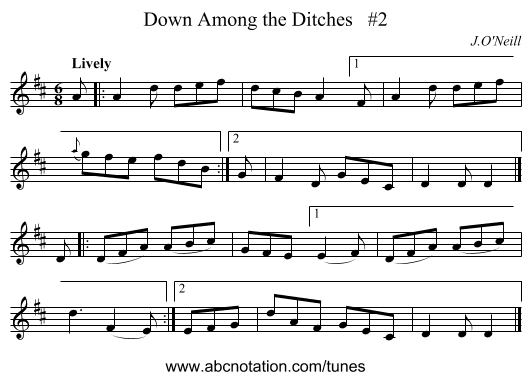 Down Among the Ditches #2 - staff notation
