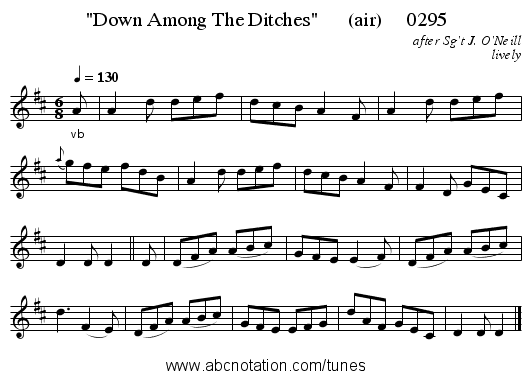 Down Among The Ditches      (air)     0295 - staff notation