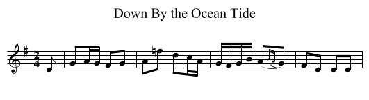 Down By the Ocean Tide - staff notation