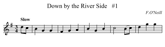 Down by the River Side   #1 - staff notation