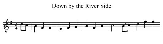 Down by the River Side - staff notation