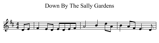Down By The Sally Gardens - staff notation